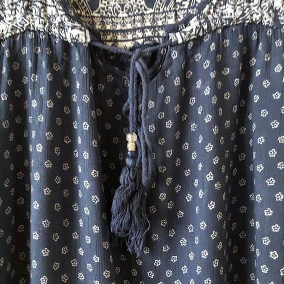 ANGIE Multi Pattern Blue Tunic Top - Picture 6 of 6